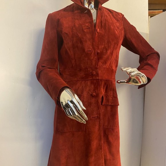 WOMAN'S RED SUEDE COAT SIZE SMALL (4-6) BRAND: "FOR JOSEPH" MODEL RN:22232 - Picture 4 of 6